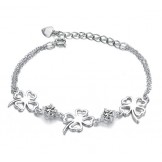 Excellent Quality Female Clover Shape Platinum Plating Titanium Bracelet