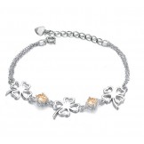 Excellent Quality Female Clover Shape Platinum Plating Titanium Bracelet