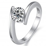 Dependable Performance Female Platinum Plating Titanium Ring With Rhinestone