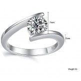 Dependable Performance Female Platinum Plating Titanium Ring With Rhinestone