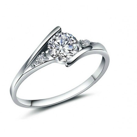 Durable in Use Female Platinum Plating Titanium Ring With Rhinestone