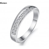 World-wide Renown Female Platinum Plating Titanium Ring For Lovers With Rhinestone