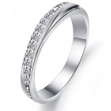 High Quality Female Platinum Plating Titanium Ring With Rhinestone