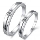 Stable Quality Platinum Plating Titanium Ring For Lovers With Rhinestone
