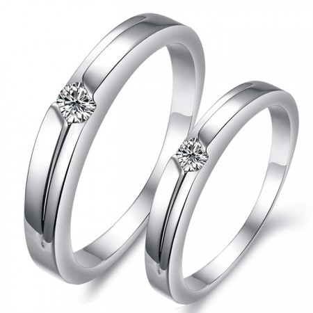 Stable Quality Platinum Plating Titanium Ring For Lovers With Rhinestone