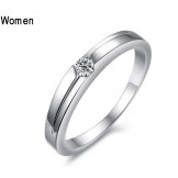 Stable Quality Platinum Plating Titanium Ring For Lovers With Rhinestone