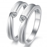 Stable Quality Platinum Plating Titanium Ring For Lovers With Rhinestone