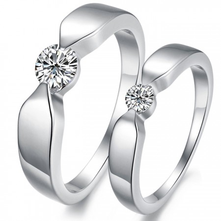 High Quality Platinum Plating Titanium Ring For Lovers With Rhinestone