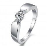 High Quality Platinum Plating Titanium Ring For Lovers With Rhinestone