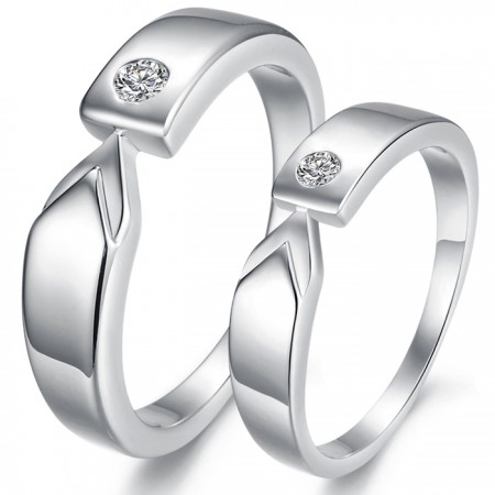 High Quality Platinum Plating Titanium Ring For Lovers With Rhinestone