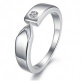 High Quality Platinum Plating Titanium Ring For Lovers With Rhinestone