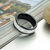 Excellent Quality Black Tungsten Ceramic Ring With Rhinestone