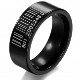 World-wide Renown Black Bar Code Tungsten Ceramic Ring 