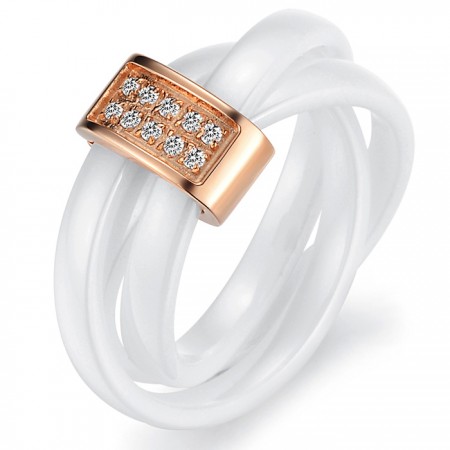 Stable Quality Tricyclic Tungsten Ceramic Ring With Rhinestone