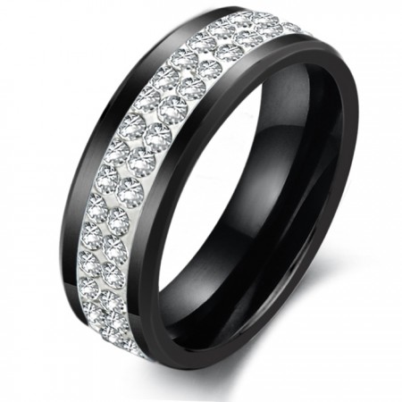 Dependable Performance Black Tungsten Ceramic Ring With Rhinestone