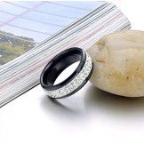 Dependable Performance Black Tungsten Ceramic Ring With Rhinestone