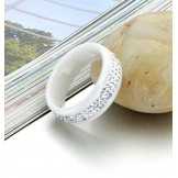 High Quality White Tungsten Ceramic Ring With Rhinestone