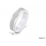 High Quality White Tungsten Ceramic Ring With Rhinestone