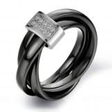 World-wide Renown Black Tungsten Ceramic Ring With Rhinestone