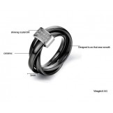 World-wide Renown Black Tungsten Ceramic Ring With Rhinestone