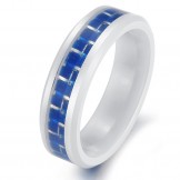 to Have a Long Story Blue Tungsten Ceramic Ring
