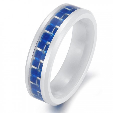 to Have a Long Story Blue Tungsten Ceramic Ring