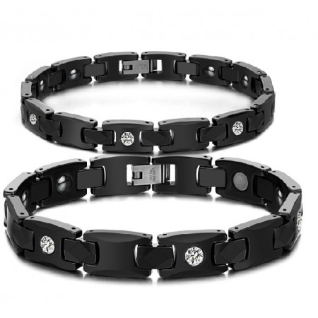 Well-known for Its Fine Quality Black Tungsten Ceramic Bangle For Lovers With Rhinestone