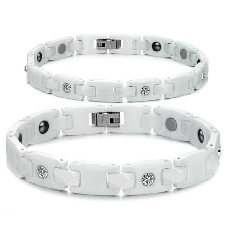 High Quality White Tungsten Ceramic Bangle For Lovers With Rhinestone