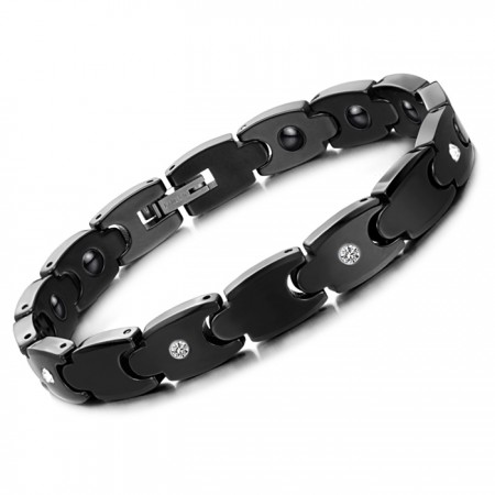 High Quality Black Tungsten Ceramic Bracelet With Rhinestone