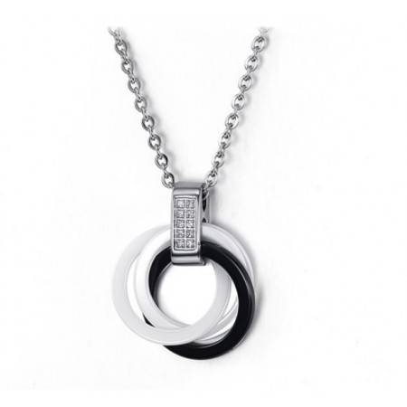 Well-known for Its Fine Quality Black and White Tungsten Ceramic Necklace 