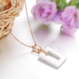 World-wide Renown Female Square Shape Tungsten Ceramic Necklace