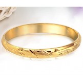 High Quality Female Flower Pattern 18K Gold-Plated Bangle 