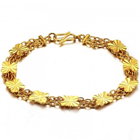 Quality and Quantity Assured Female Flower Shape 18K Gold-Plated Bracelet 