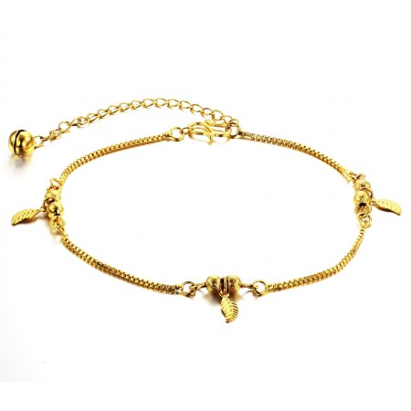 Selling Well all over the World Female Leaf Shape 18K Gold-Plated Anklet 