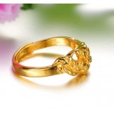 High Quality Female Flower Pattern 18K Gold-Plated Ring