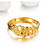 High Quality Female Flower Pattern 18K Gold-Plated Ring