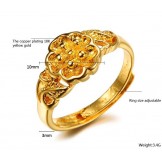 High Quality Female Flower Pattern 18K Gold-Plated Ring 