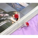 Selling Well all over the World Female Red Alloy Earrings With Rhinestone