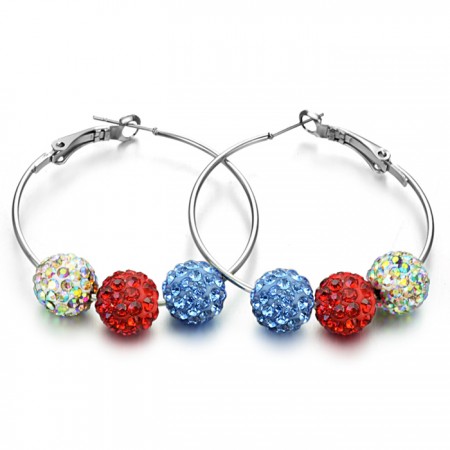 High Quality Female Colourfull Alloy Earrings With Rhinestone