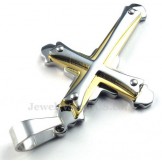 Gold Silver Titanium Three Cross Pendant Necklace (Free Chain)