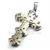 Mens Exquisite Titanium Cross Pendant Necklace (Free Chain)