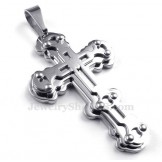 Mens Exquisite Silver Titanium Cross Pendant Necklace (Free Chain)