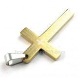 Scripture Titanium Gold Cross Pendant Necklace (Free Chain)