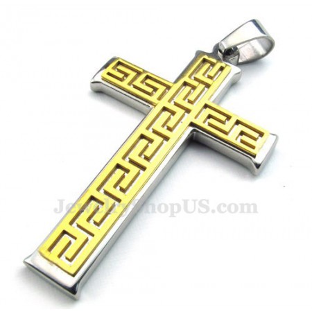 Mens Fashion Titanium Cross Pendant Necklace (Free Chain)
