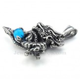 Exquisite Blue Zircon Titanium Dragon Pendant Necklace (Free Chain)