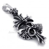 Titanium Skull Cross Pendant Necklace (Free Chain)