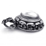 Titanium Cross Pendant Necklace Adorned With Skull (Free Chain)