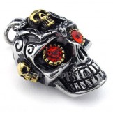 Red Eyes Titanium Skull Pendant Necklace (Free Chain)
