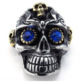 Blue Eyes Titanium Skull Pendant Necklace (Free Chain)
