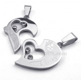Sliver Titanium Couples Hearts Pendant Necklace (Free Chain)(One Pair)